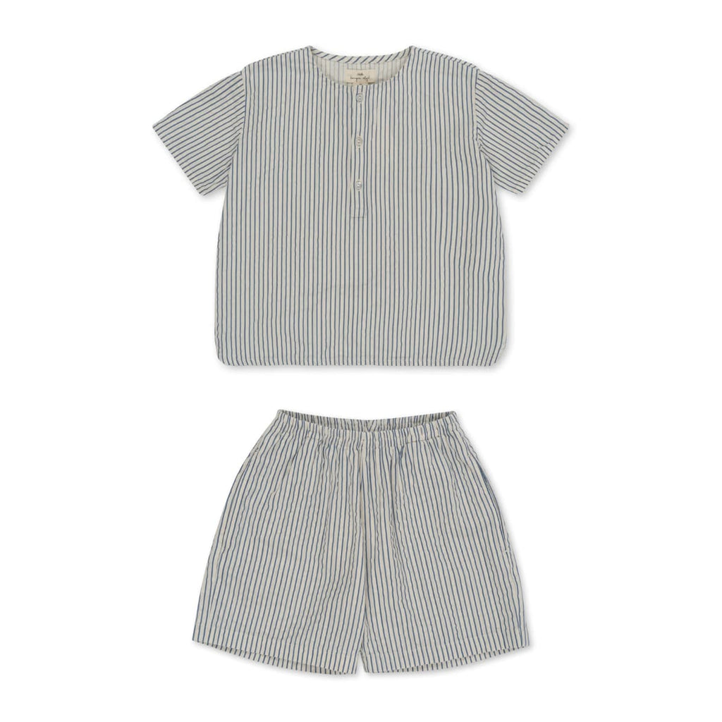 Flye Baby Outfit Set, Blue with Cream Stripes