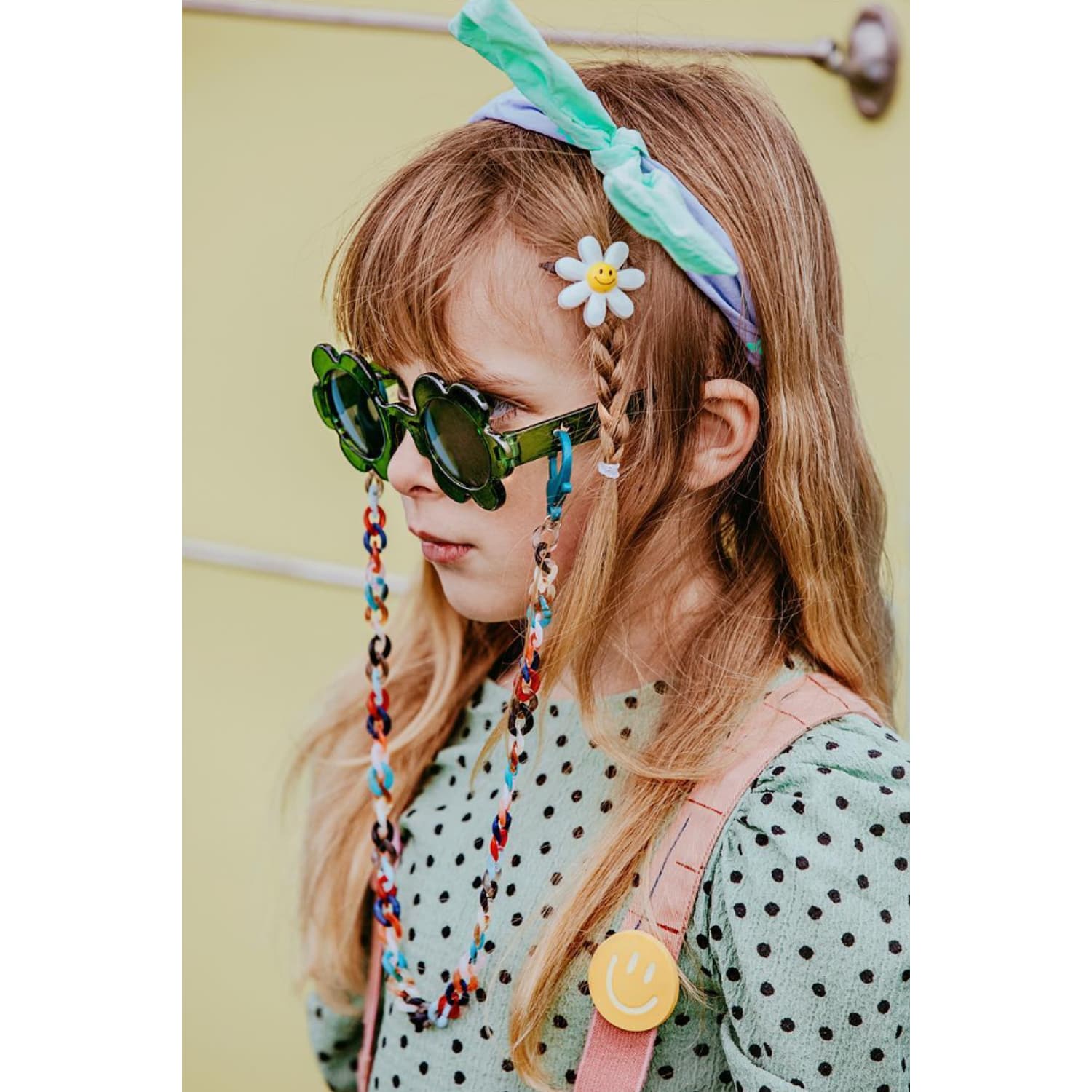 Flower Candy Sunglasses with chain (Green)