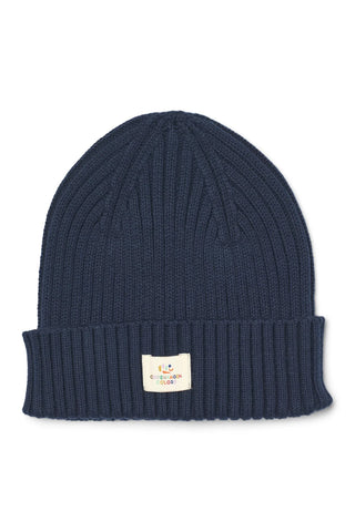 Cotton Knitted Classic Beanie (Navy)