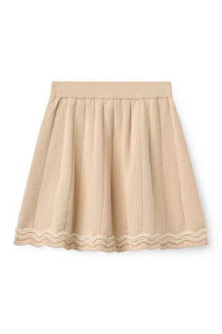 Knitted Tennis Blouse & Skirt (Beige)