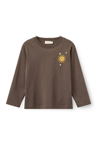 Longsleeve shirt w. Embroidery (Dk. Brown)