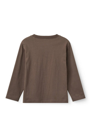 Longsleeve shirt w. Embroidery (Dk. Brown)