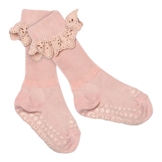 Non-Slip Socks Viscose-Bamboo Lace (Soft Pink) Pink Unisex - Socks GoBabyGo - Kuwait - Saudi Arabia