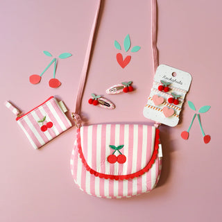 Cherry Kiss Stripy Clips Girls - Hairclips Rockahula - Kuwait - Saudi Arabia