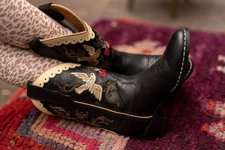 Limited Cowboy Boots Dove x Bootstock (Black) Girls - Shoes Bootstock - Kuwait - Saudi Arabia