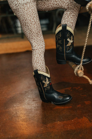 Limited Cowboy Boots Dove x Bootstock (Black) Girls - Shoes Bootstock - Kuwait - Saudi Arabia