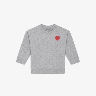 Organic Baby Crewneck Tommy Heart (Heather Grey) Grey Unisex - Sweater Little Basics - Kuwait - Saudi Arabia