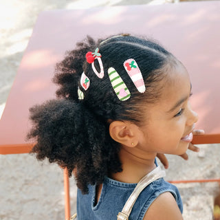 Cherry Kiss Stripy Clips Girls - Hairclips Rockahula - Kuwait - Saudi Arabia
