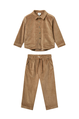 Corduroy Overshirt & Pants Set (Brown)