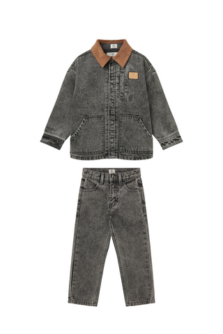 Denim Jacket & Jeans Set (Grey Washed) Boys - Sets Copenhagen Colors - Kuwait - Saudi Arabia