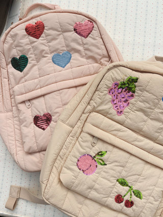 Juno Quilted Sequin Backpack (Cameo Rose) Backpacks Konges Sløjd - Kuwait - Saudi Arabia