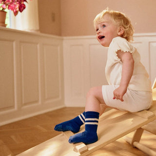 Non-slip Sports Socks Organic Cotton (True Blue) Unisex - Socks GoBabyGo - Kuwait - Saudi Arabia