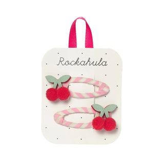 Cherry Kiss Stripy Clips Girls - Hairclips Rockahula - Kuwait - Saudi Arabia