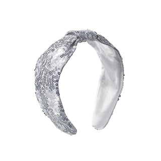 Silver Sequin Knotted Headband Girls - Hairbands Rockahula - Kuwait - Saudi Arabia