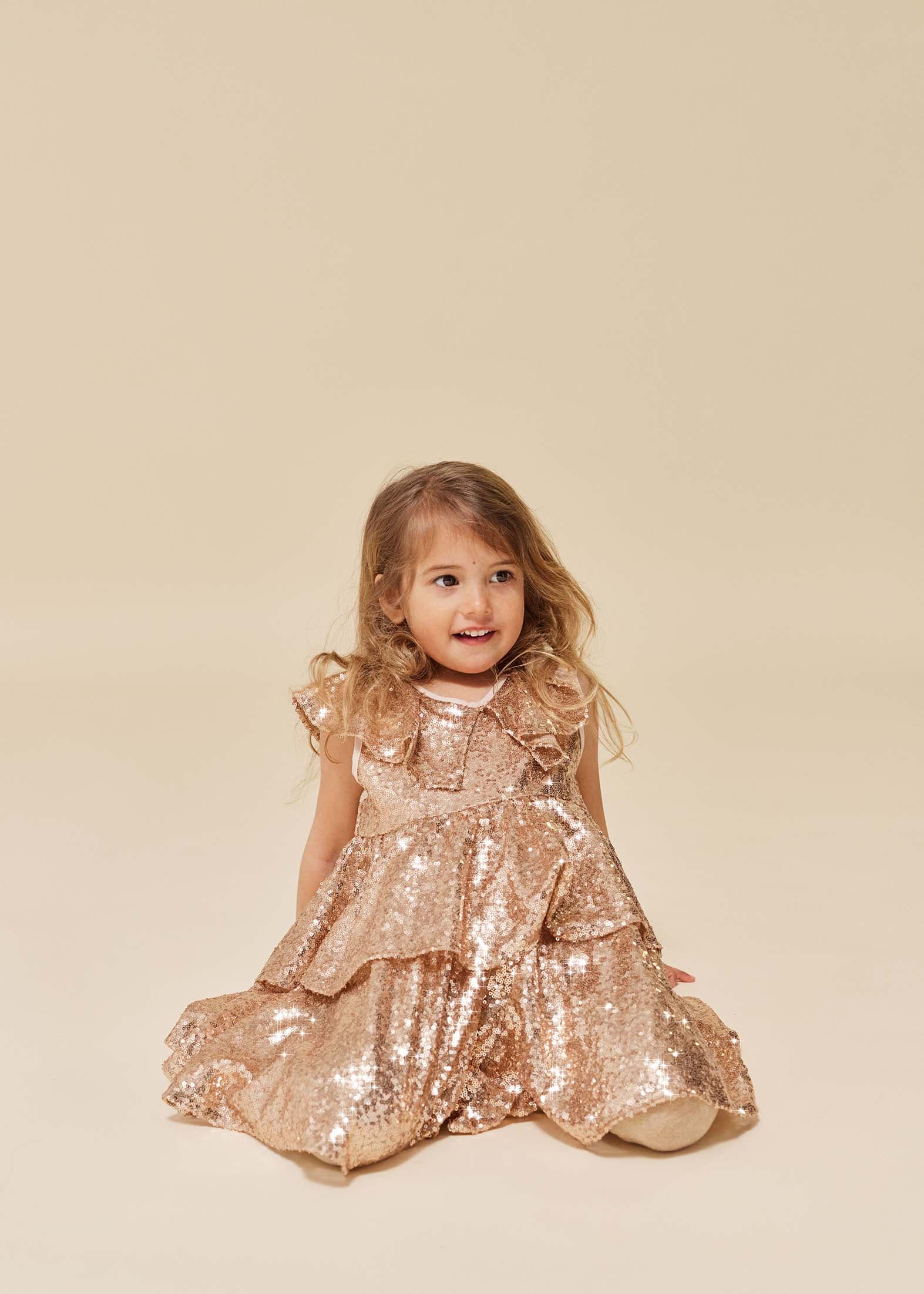Starla Sequin Dress (Gold Blush)