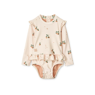Sille Printed Baby Swim Jumpsuit (Peach/Sea Shell) Rose Girls - Swim Sets Liewood - Kuwait - Saudi Arabia
