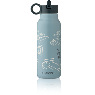 Falk Water Bottle 350 ml (Race Cars/Beach Blue) Bottles Liewood - Kuwait - Saudi Arabia