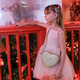 Love Heart Gold Glitter Bag Girls - Handbags Rockahula - Kuwait - Saudi Arabia
