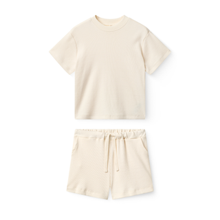 Modal Rib Tee & Shorts Set (Cream) Cream Unisex - Sets Copenhagen Colors - Kuwait - Saudi Arabia