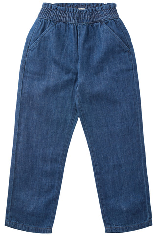 Organic Chinos w. Bow (Indigo Blue) Girls - Bottoms Copenhagen Colors - Kuwait - Saudi Arabia