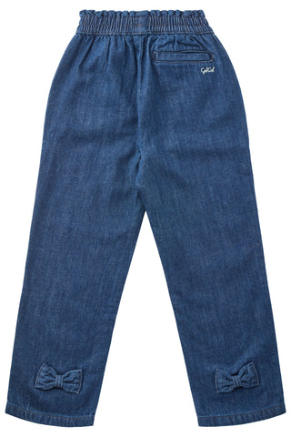 Organic Chinos w. Bow (Indigo Blue) Girls - Bottoms Copenhagen Colors - Kuwait - Saudi Arabia