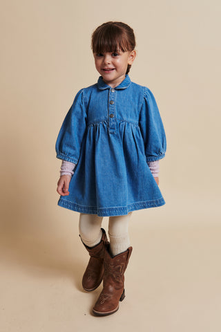 Organic Denim Dress w. Puff Sleeves Dresses Copenhagen Colors - Kuwait - Saudi Arabia