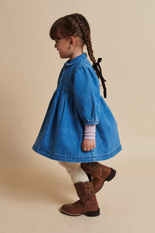Organic Denim Dress w. Puff Sleeves Dresses Copenhagen Colors - Kuwait - Saudi Arabia
