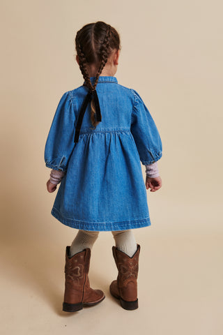 Organic Denim Dress w. Puff Sleeves Dresses Copenhagen Colors - Kuwait - Saudi Arabia