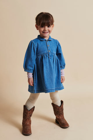 Organic Denim Dress w. Puff Sleeves Dresses Copenhagen Colors - Kuwait - Saudi Arabia