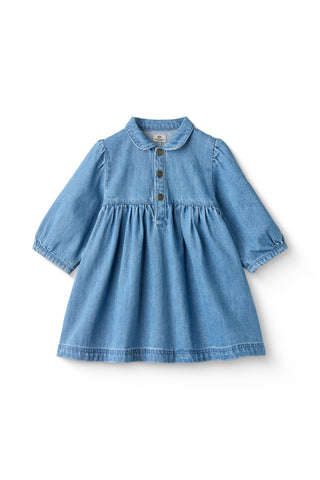 Organic Denim Dress w. Puff Sleeves Blue Dresses Copenhagen Colors - Kuwait - Saudi Arabia