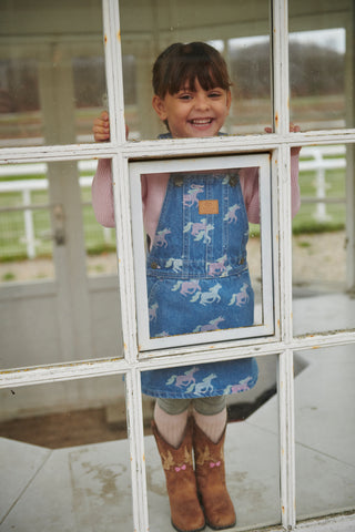 Organic Denim Spencer Dress w. Unicorn Print Dresses Copenhagen Colors - Kuwait - Saudi Arabia