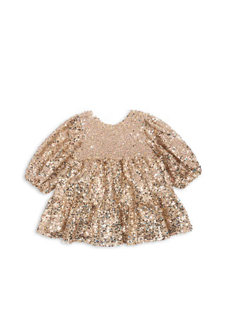 Lila Sequins Bow Dress (Gold Glitter) Gold Dresses Konges Sløjd - Kuwait - Saudi Arabia