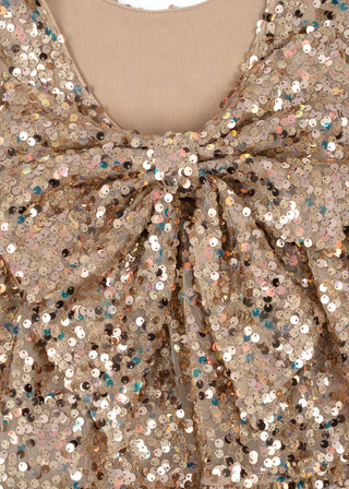 Lila Sequins Bow Dress (Gold Glitter) Dresses Konges Sløjd - Kuwait - Saudi Arabia