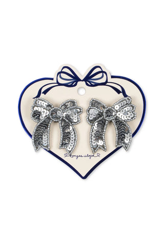 2 Pack Sequin Bow Hair Clip (Silver) Girls - Hairclips Konges Sløjd - Kuwait - Saudi Arabia