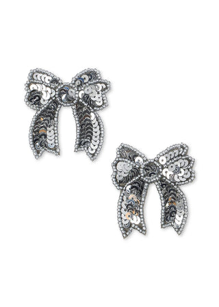 2 Pack Sequin Bow Hair Clip (Silver) Girls - Hairclips Konges Sløjd - Kuwait - Saudi Arabia