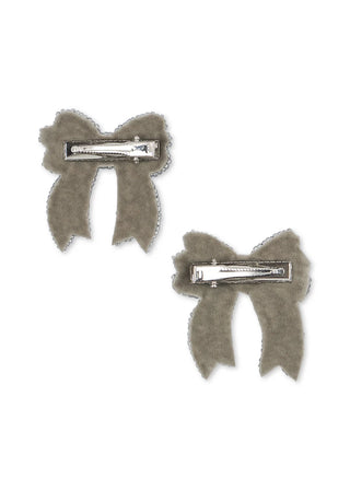 2 Pack Sequin Bow Hair Clip (Silver) Girls - Hairclips Konges Sløjd - Kuwait - Saudi Arabia