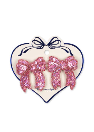 2 Pack Sequin Bow Hair Clip (Rapture Rose) Pink Girls - Hairclips Konges Sløjd - Kuwait - Saudi Arabia