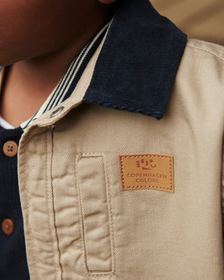 Twill Summer Jacket W. Corduroy Collar (Beige) Boys - Jacket Copenhagen Colors - Kuwait - Saudi Arabia