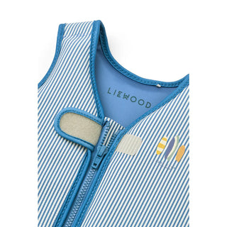 Dove Seersucker Swim Vest (Riverside/Creme de la Creme) Boys - Float Vest Liewood - Kuwait - Saudi Arabia