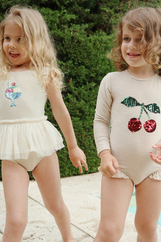Jade LS Swimsuit (Rose Stripe) Girls - Swimsuits Konges Sløjd - Kuwait - Saudi Arabia