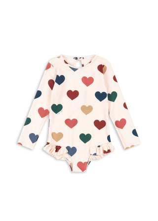 Manuca LS Swimsuit (Bon Coeur Coloré) White Girls - Swimsuits Konges Sløjd - Kuwait - Saudi Arabia