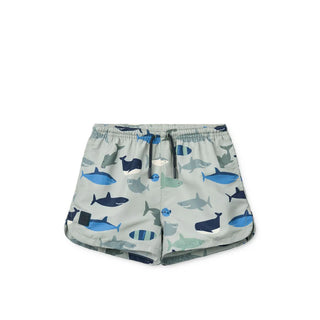 Aiden Printed Swim Shorts (Shark) Blue Boys - Swim Shorts Liewood - Kuwait - Saudi Arabia