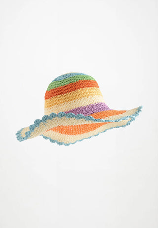 Scallop Straw Hat (Rainbow Paint) Multi Girls - Hats Molo - Kuwait - Saudi Arabia