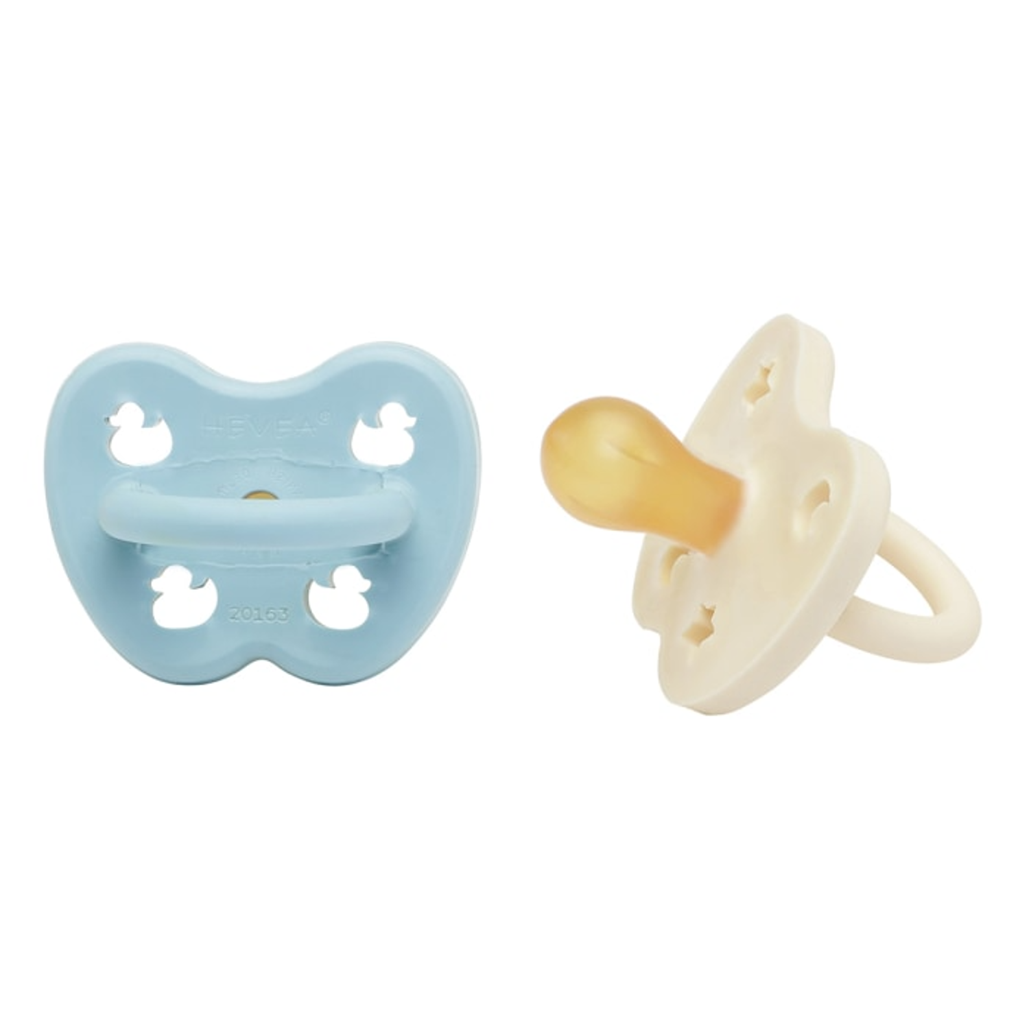 Pacifier 2-pack 0-3 Months Baby Blue & Milky White Round