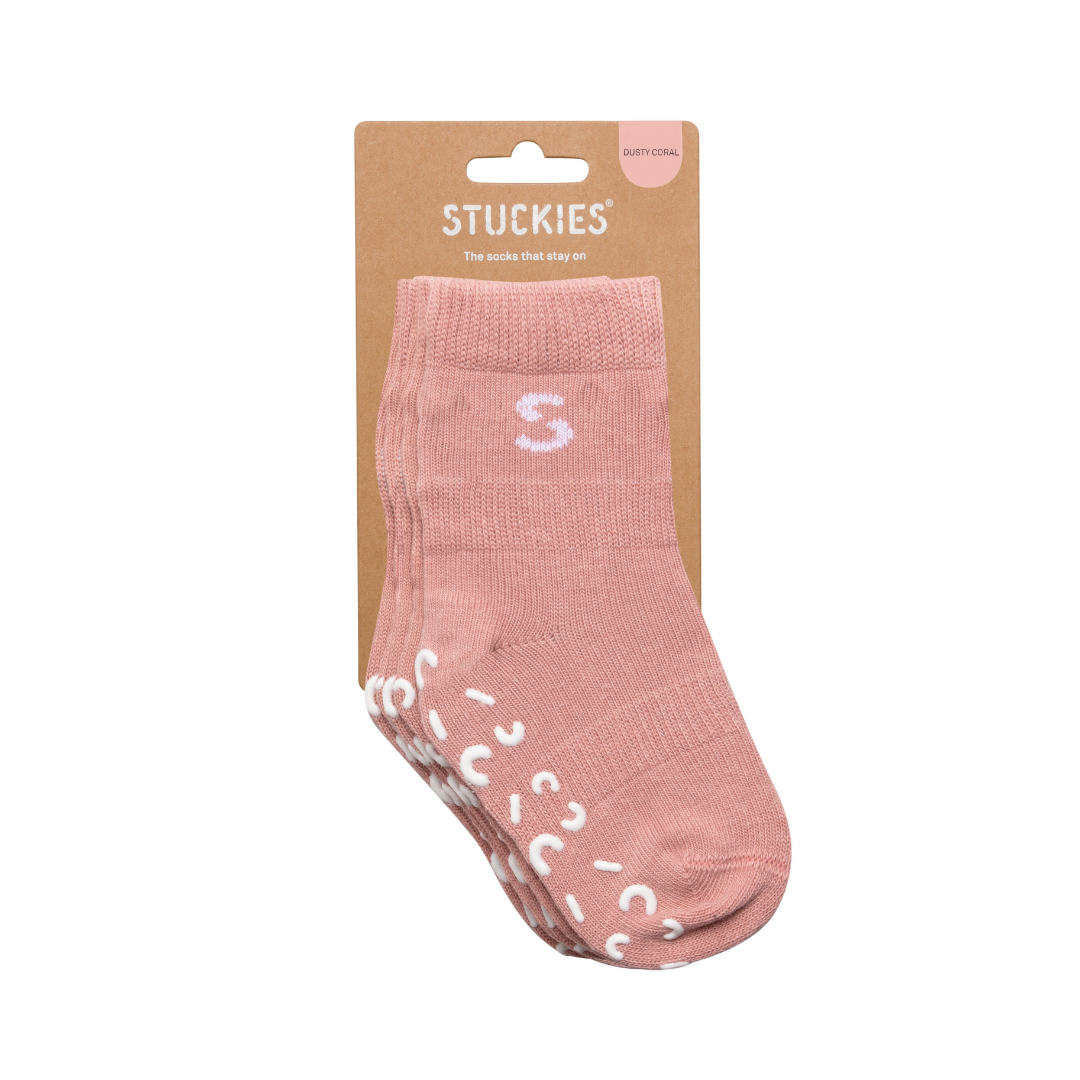 3-Pack Anti-Slip Socks (Dusty Coral)