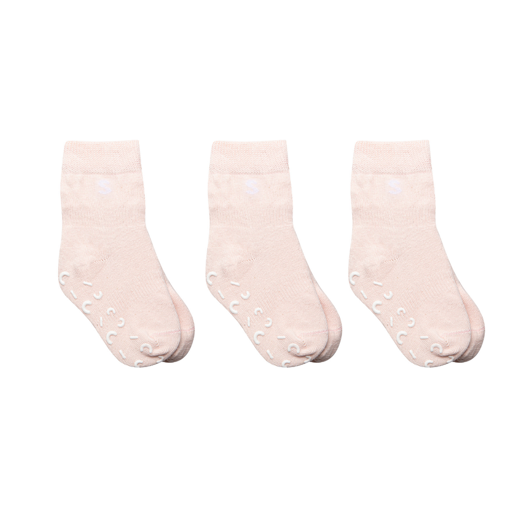 3-Pack Anti-Slip Socks (Rose)
